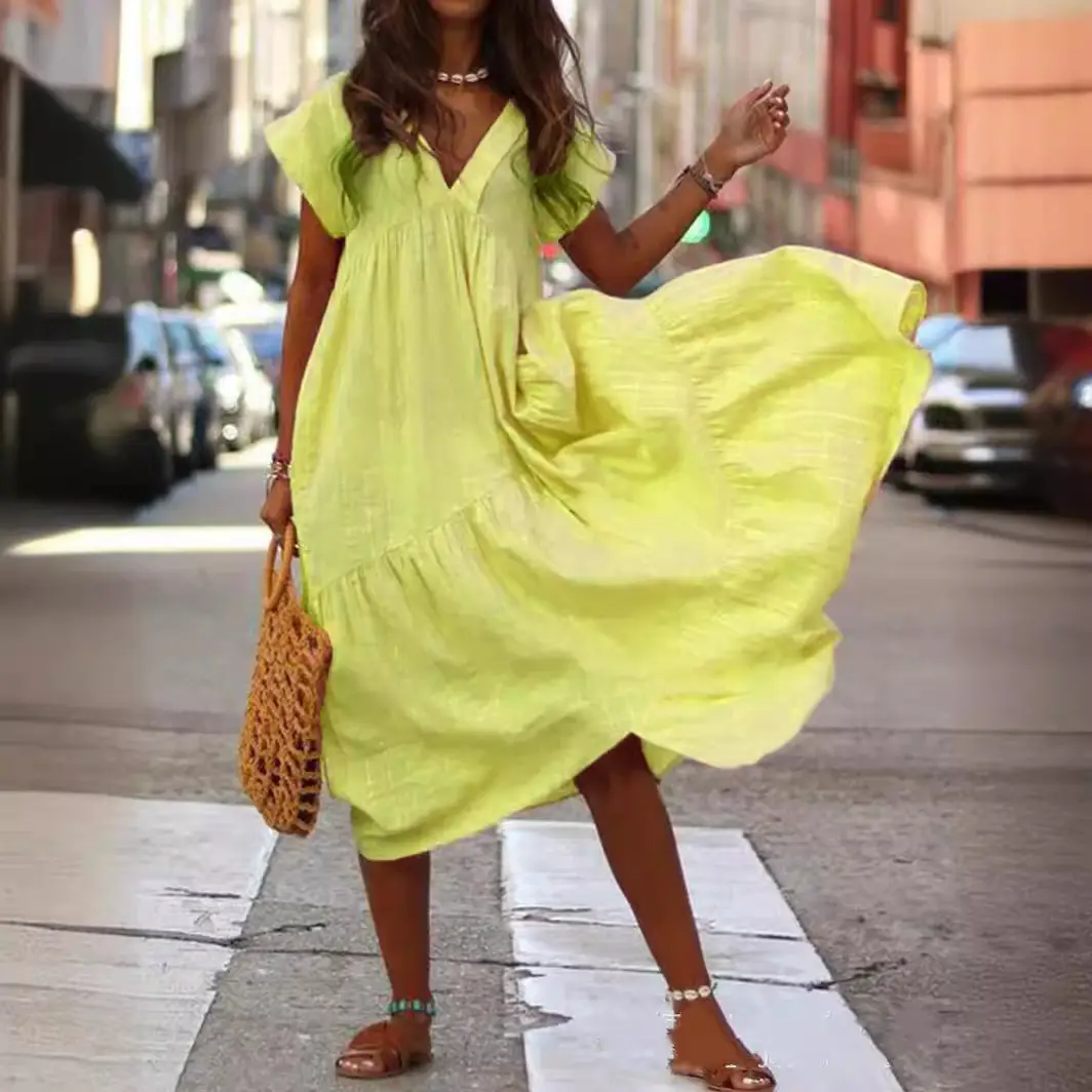 2021 Summer Loose Collar Dress Plus Size Cotton - Image 7