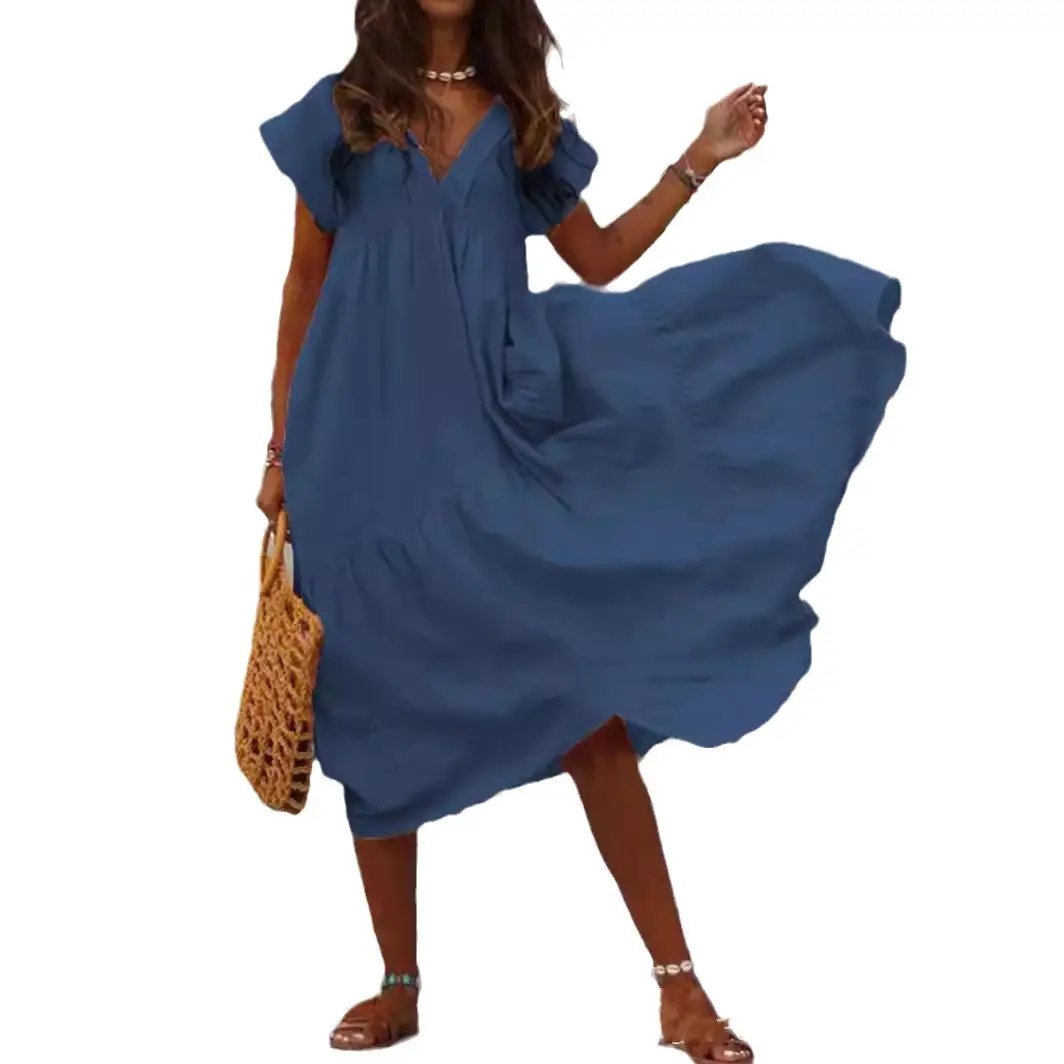 2021 Summer Loose Collar Dress Plus Size Cotton - Image 10