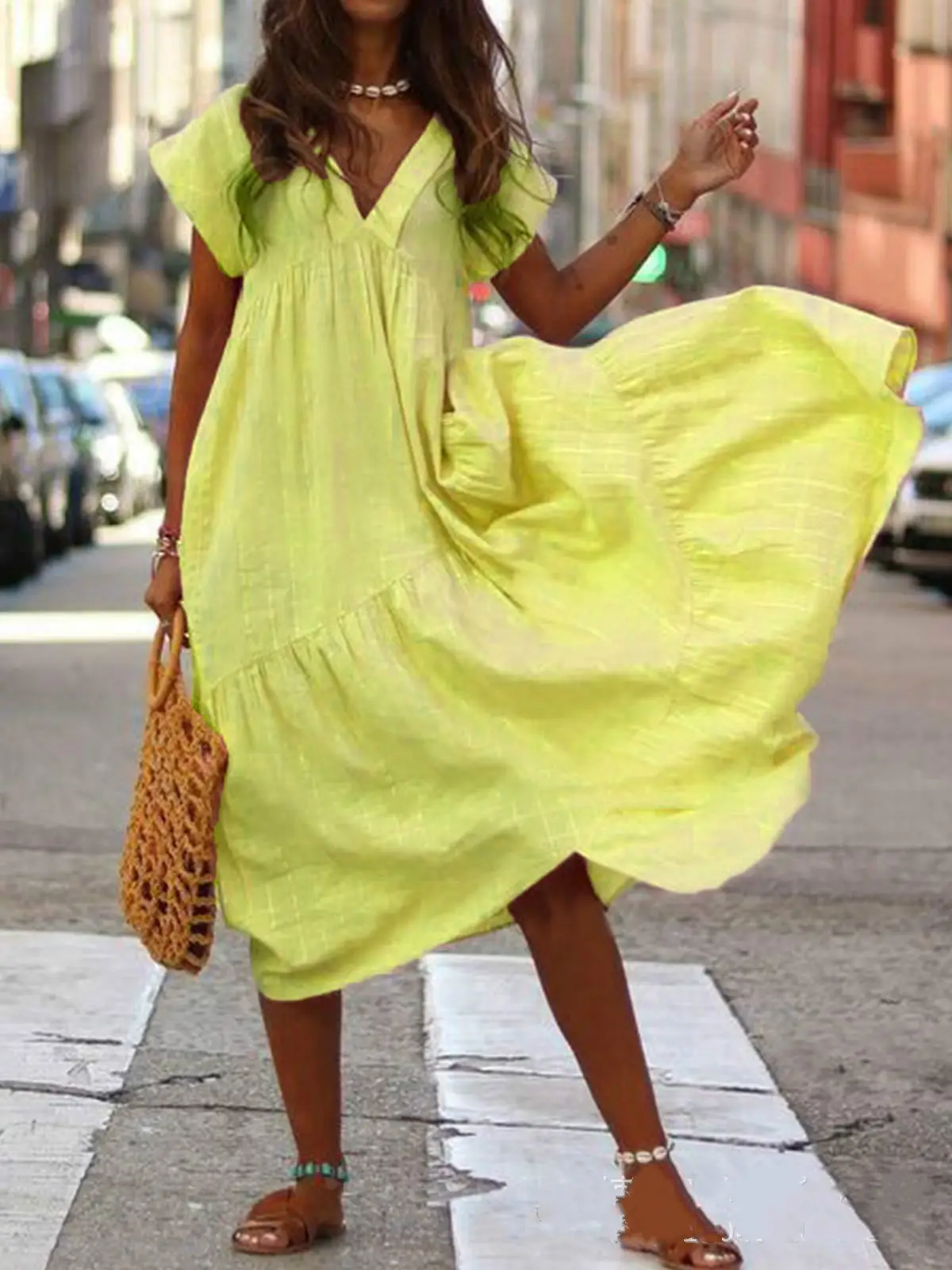 2021 Summer Loose Collar Dress Plus Size Cotton - Image 2