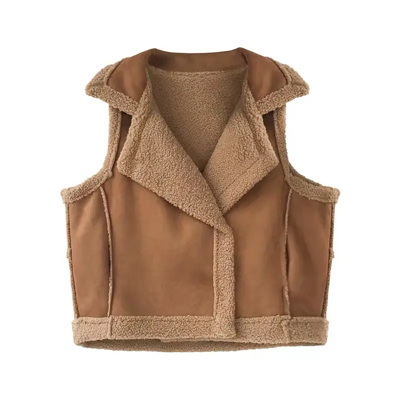 Lamb Wool Waistcoat Vest Hooded Coat for Women Winter - Image 8