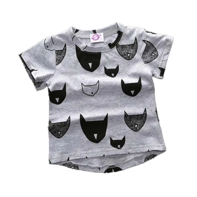 Kids Cat Print Short Sleeve T-Shirt Mint Green - Image 7