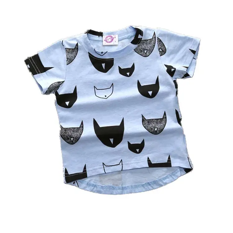 Kids Cat Print Short Sleeve T-Shirt Mint Green - Image 8