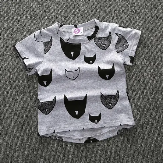 Kids Cat Print Short Sleeve T-Shirt Mint Green