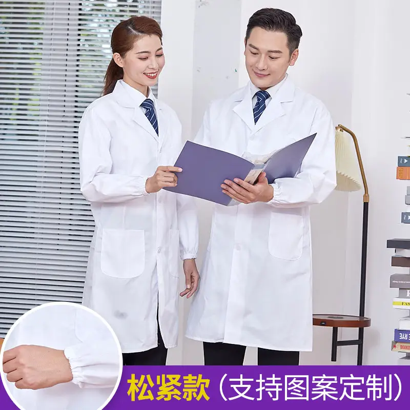 Long-sleeved White Lab Coat for Men Women Cotton - Image 18