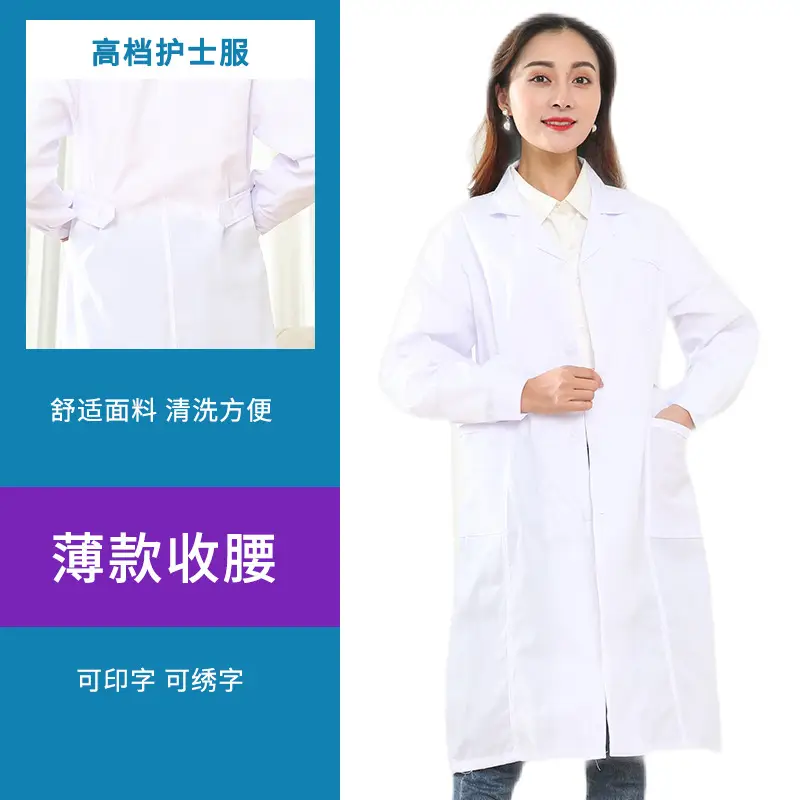 Long-sleeved White Lab Coat for Men Women Cotton - Image 13