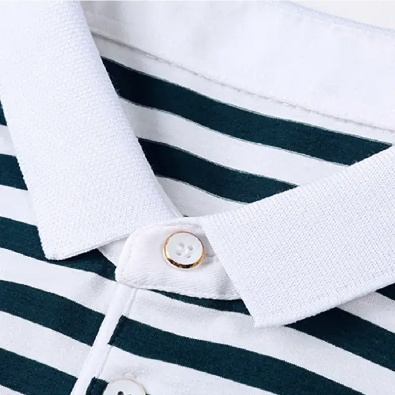 Men Striped Cotton Polo T-Shirt Slim Fit Red White