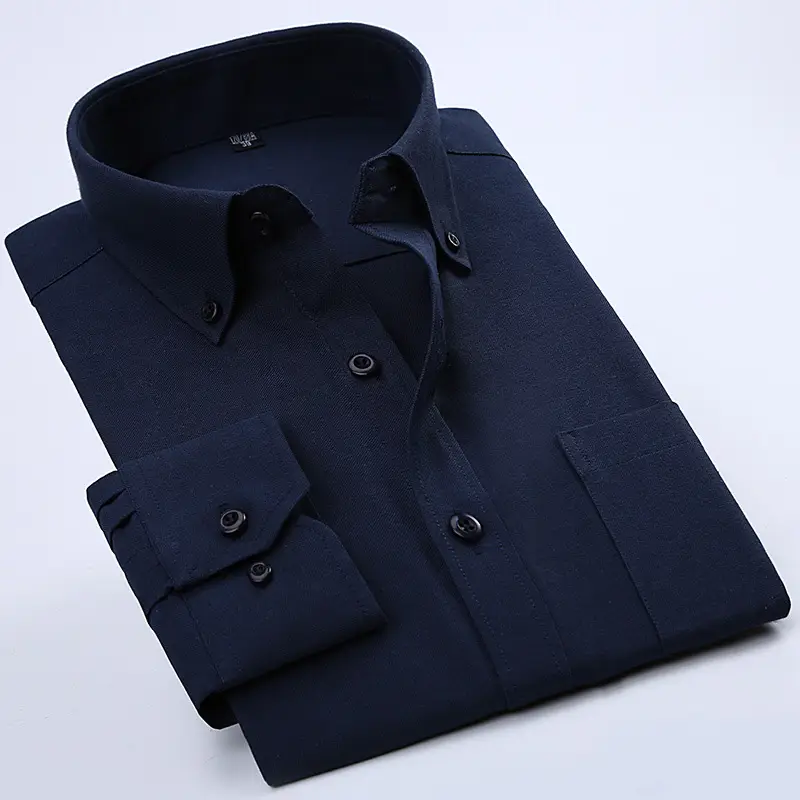 Men's Blue Oxford Shirt 4 Button Unstitched - Image 11