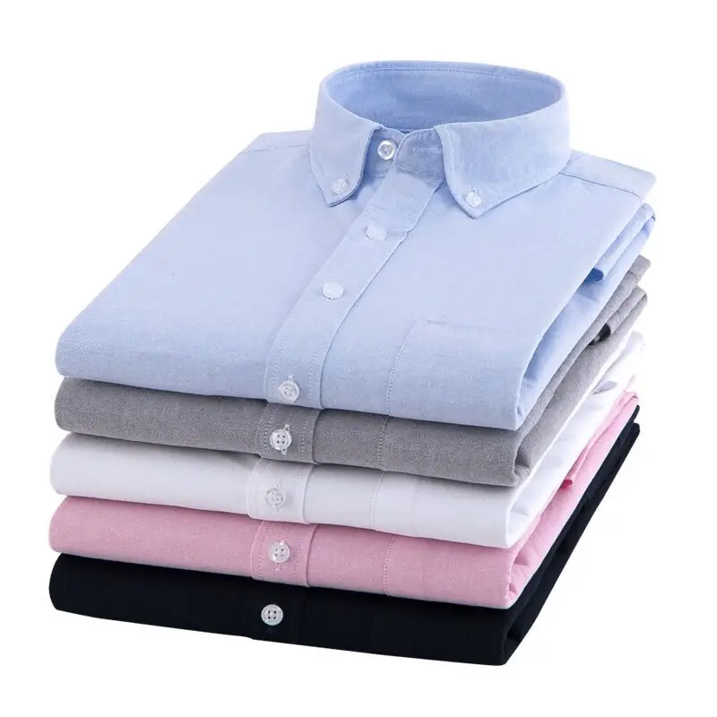 Men's Blue Oxford Shirt 4 Button Unstitched - Image 13