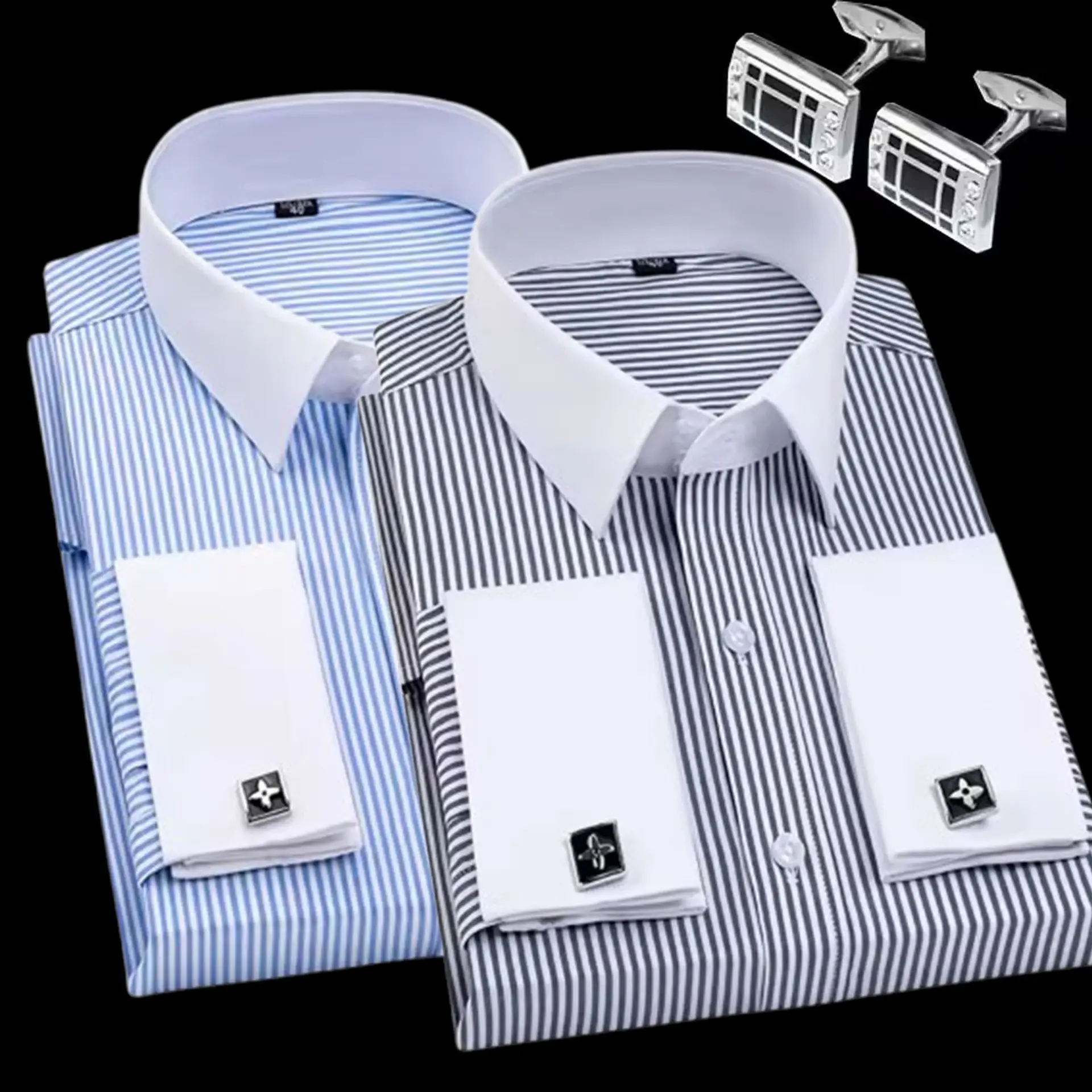 Men's Blue Oxford Shirt 4 Button Unstitched — feature 11