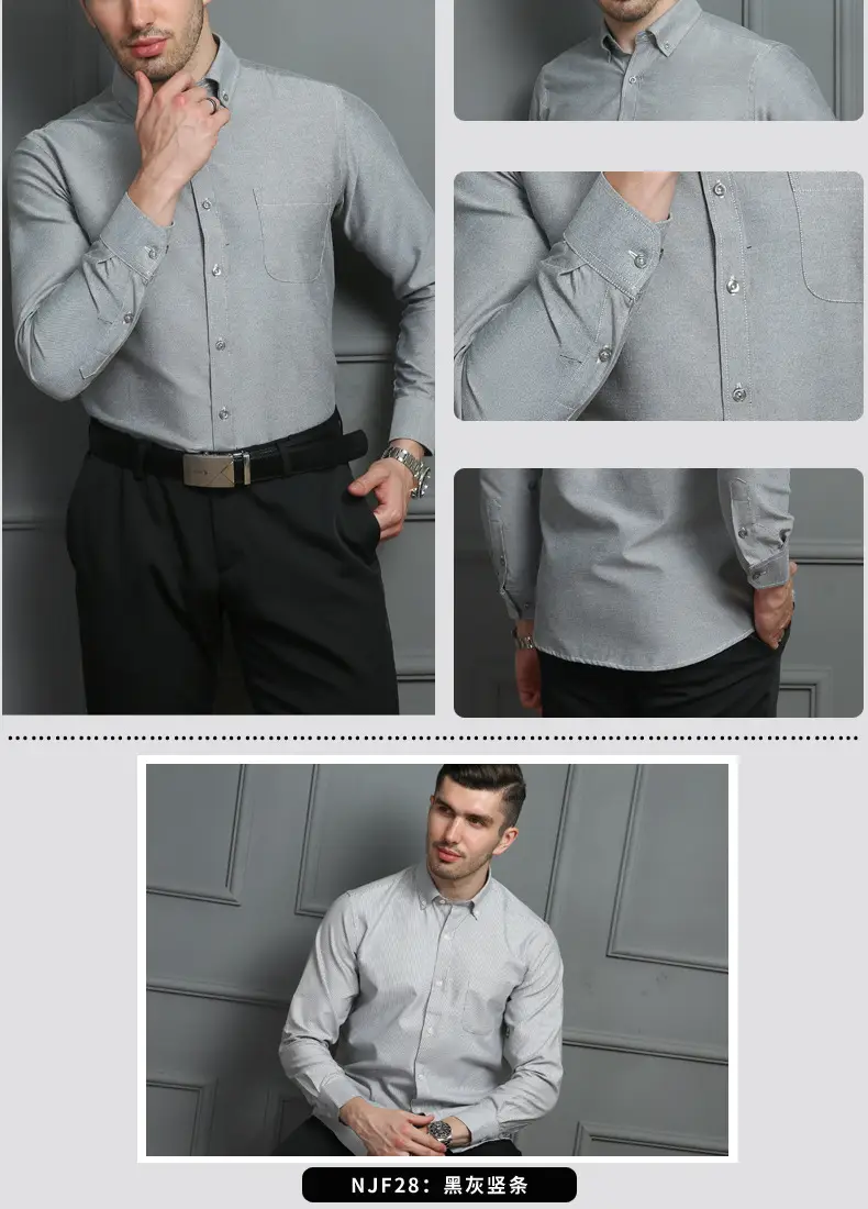 Men's Blue Oxford Shirt 4 Button Unstitched — feature 28
