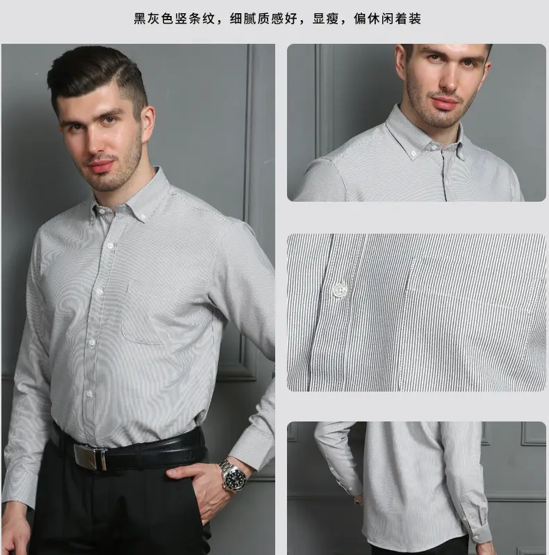 Men's Blue Oxford Shirt 4 Button Unstitched — feature 29