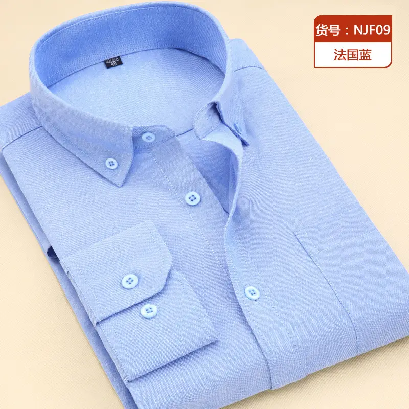 Men's Blue Oxford Shirt 4 Button Unstitched - Image 3