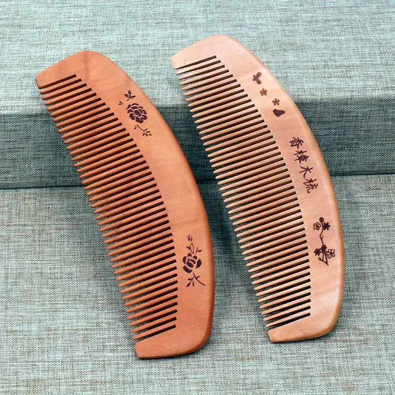 New Peach Wood Camphor Comb Month Shaped Handmade Gift - Image 5