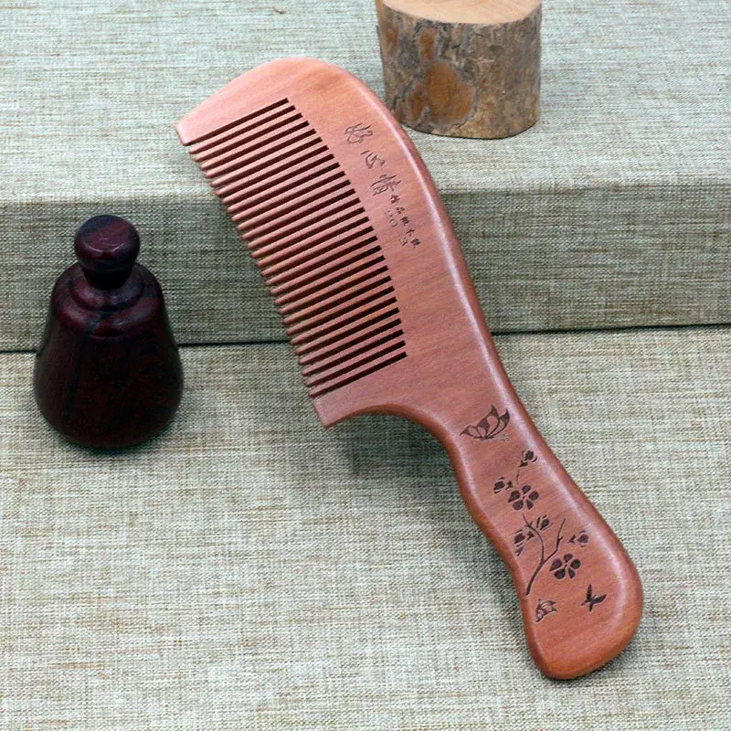 Peach Wood Birthday Gift Comb with Handle - Image 5