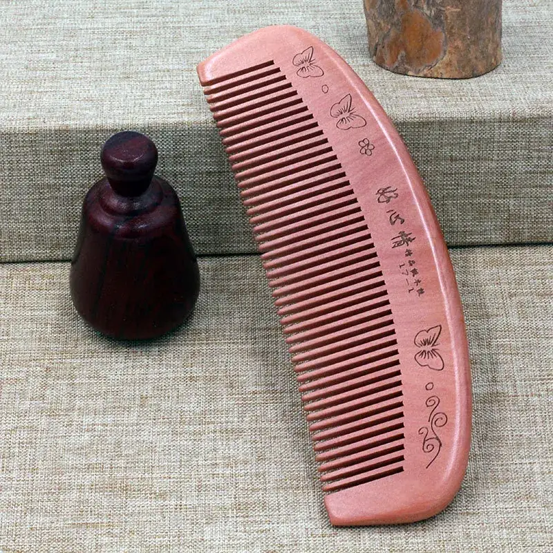Peach Wood Birthday Gift Comb with Handle - Image 6