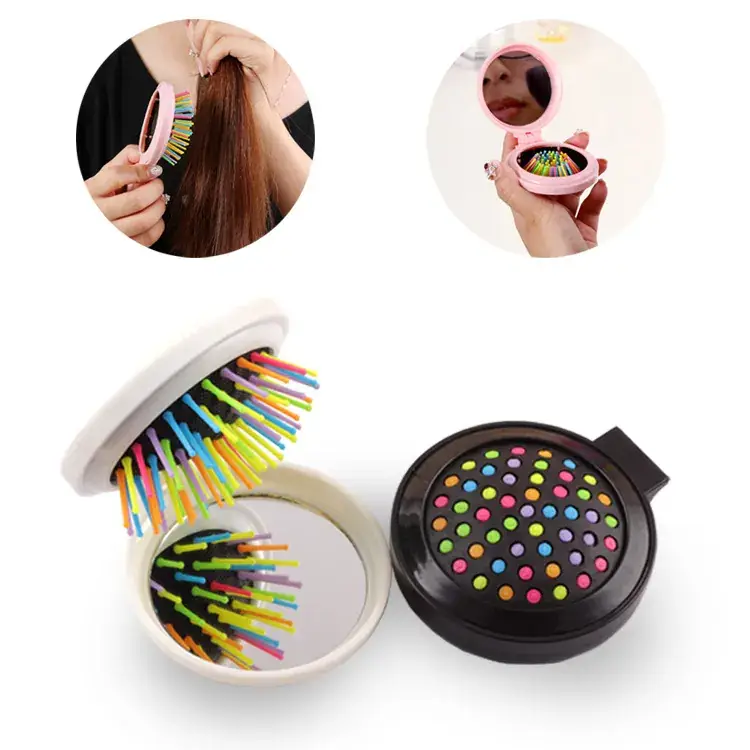 Portable Mini Flip Air Bag Comb Travel Creative Portable Folding Mirror Comb Massage Comb