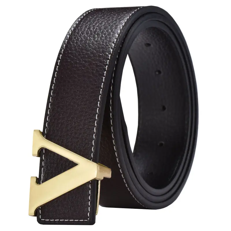 Golden Letter V Buckle Belt for Men - Image 14