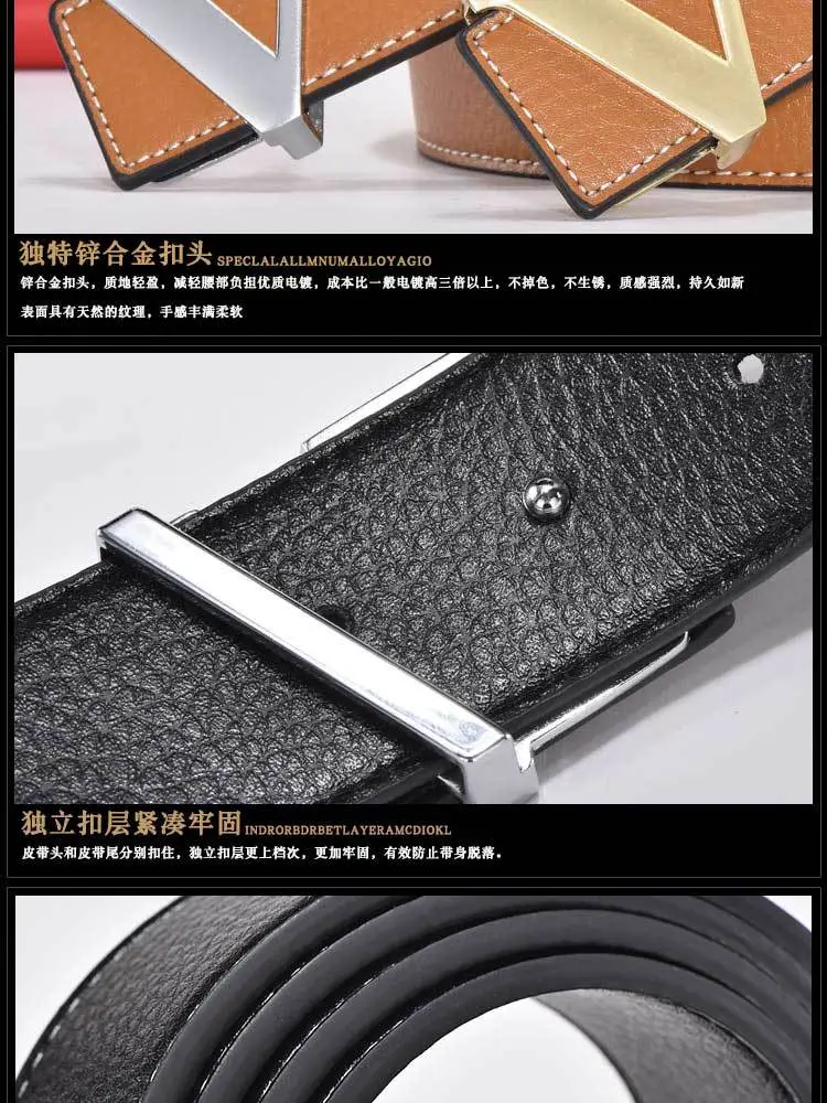 Golden Letter V Buckle Belt for Men β feature 16