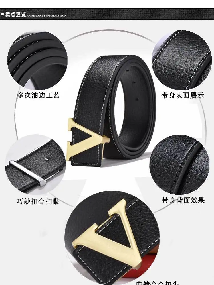 Golden Letter V Buckle Belt for Men β feature 4