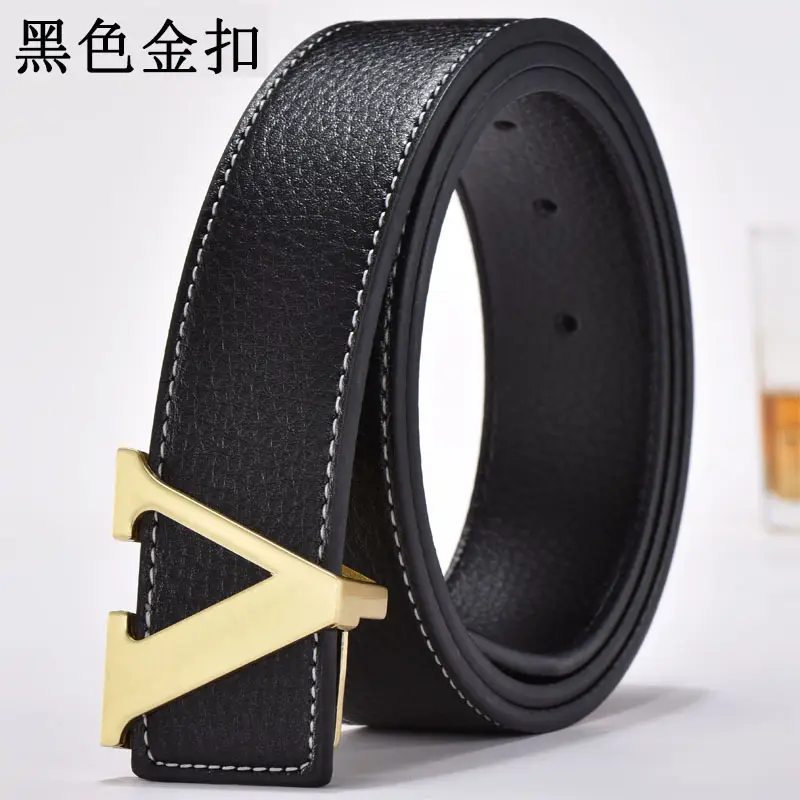Golden Letter V Buckle Belt for Men
