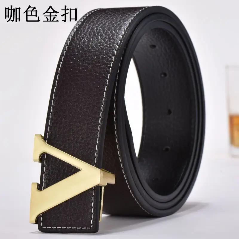 Golden Letter V Buckle Belt for Men - Image 3