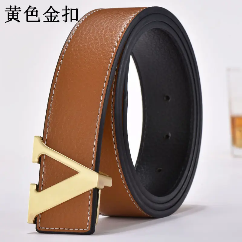 Golden Letter V Buckle Belt for Men - Image 5