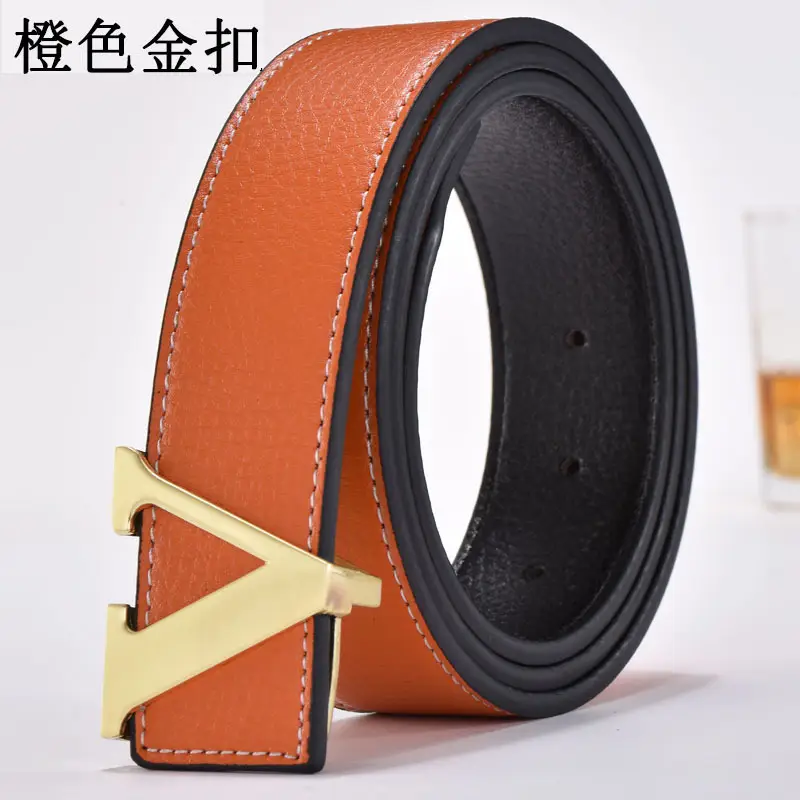Golden Letter V Buckle Belt for Men - Image 9