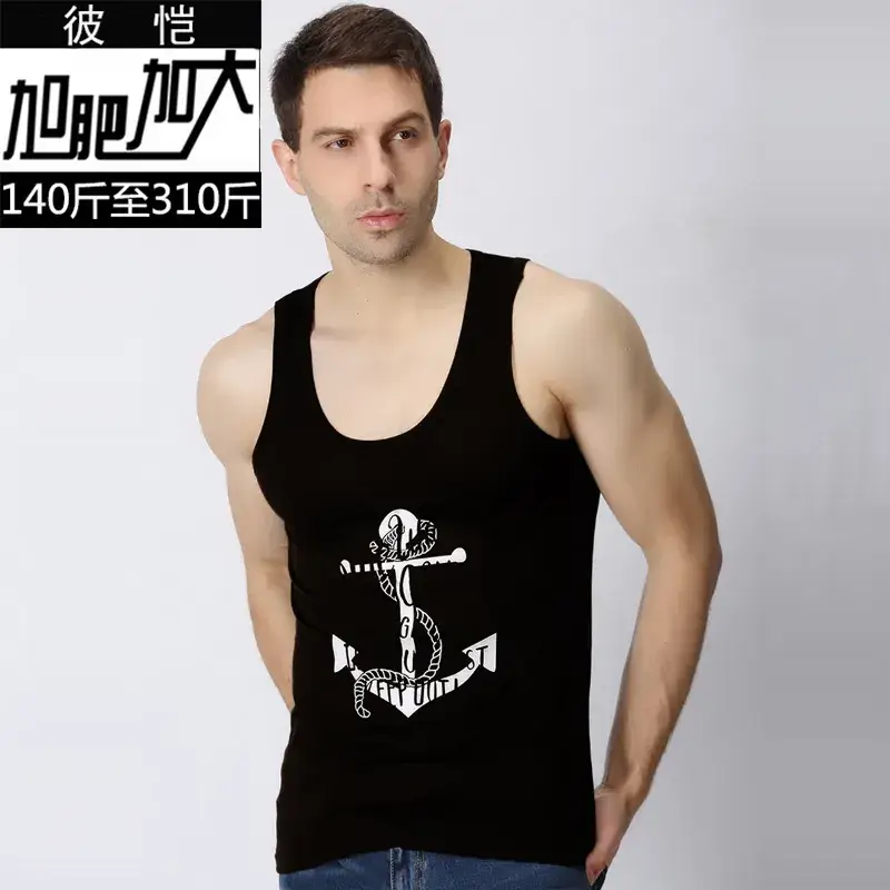Men White Anchor Printed Sleeveless Vest Extra Large - Image 3