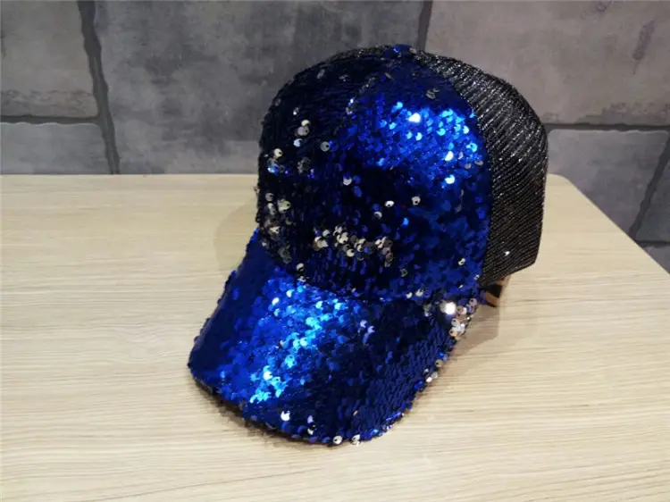 2016 Women's Black Sequin Mesh Cap Baseball Hat — feature 14