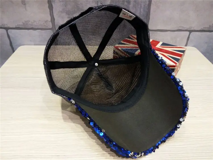 2016 Women's Black Sequin Mesh Cap Baseball Hat — feature 15
