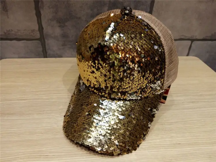 2016 Women's Black Sequin Mesh Cap Baseball Hat — feature 20