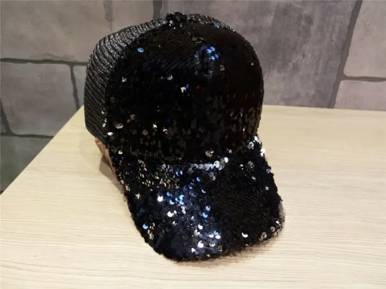 2016 Women's Black Sequin Mesh Cap Baseball Hat — feature 22