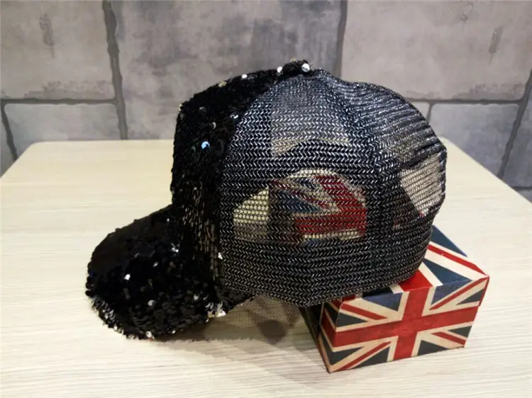 2016 Women's Black Sequin Mesh Cap Baseball Hat — feature 25