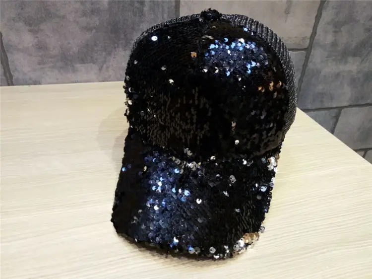 2016 Women's Black Sequin Mesh Cap Baseball Hat — feature 26
