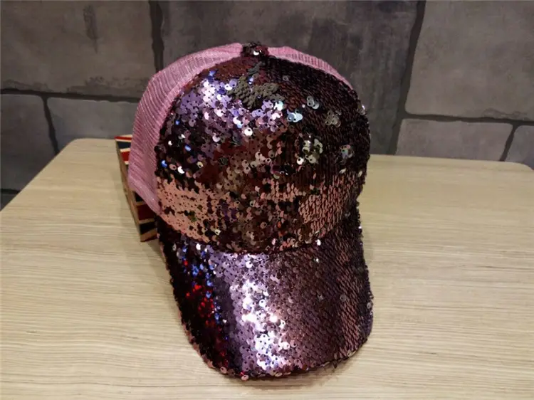 2016 Women's Black Sequin Mesh Cap Baseball Hat — feature 4