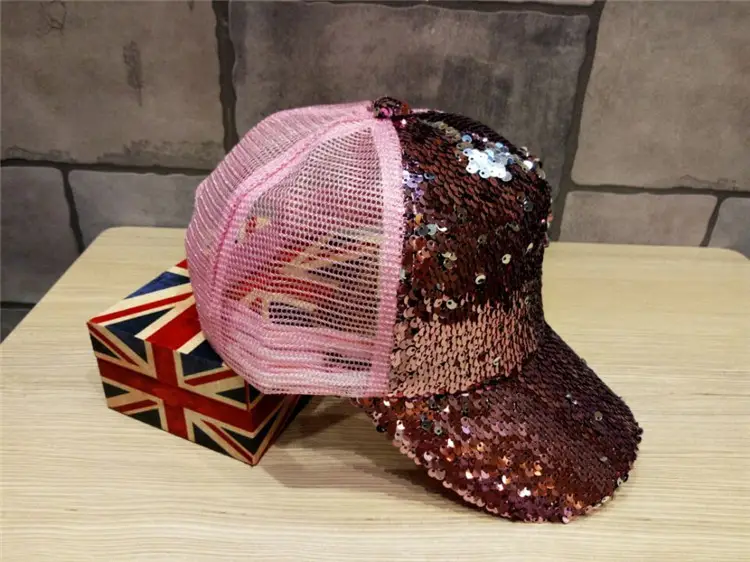 2016 Women's Black Sequin Mesh Cap Baseball Hat — feature 5