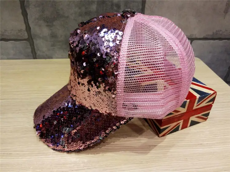 2016 Women's Black Sequin Mesh Cap Baseball Hat — feature 7