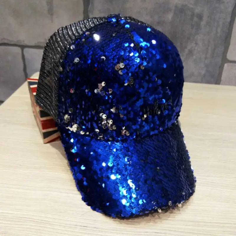 2016 Women's Black Sequin Mesh Cap Baseball Hat - Image 4