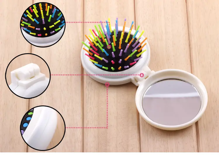 Rainbow Mini Clamshell Mirror Comb for Girls — feature 11