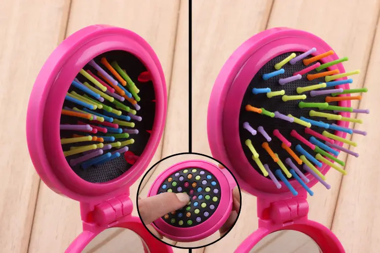 Rainbow Mini Clamshell Mirror Comb for Girls — feature 12