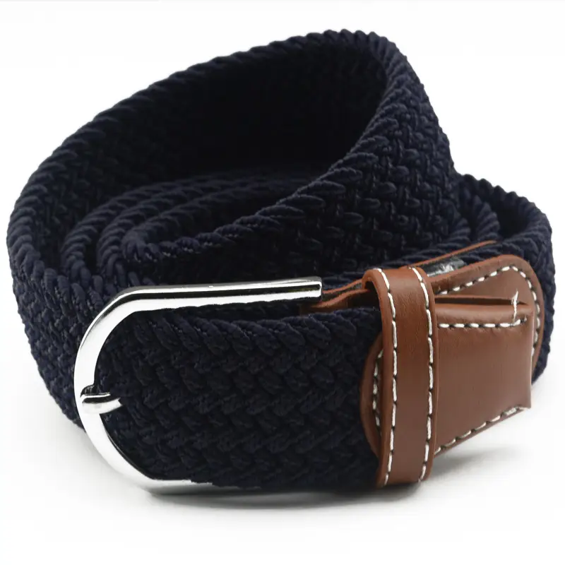 Men's Gray Woven Canvas Belt with Pin Buckle