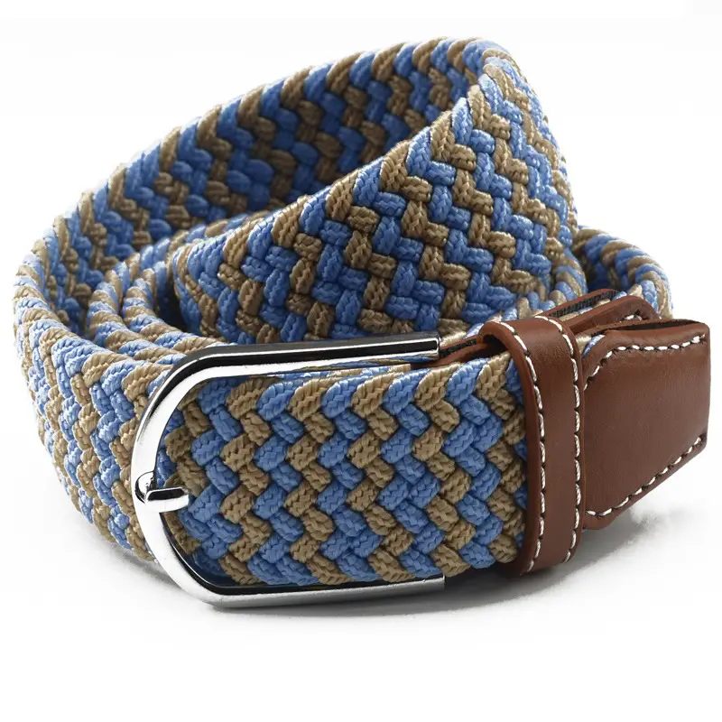 Men's Gray Woven Canvas Belt with Pin Buckle