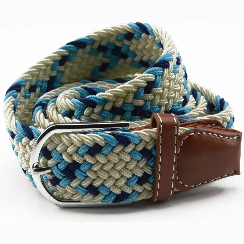 Men's Gray Woven Canvas Belt with Pin Buckle