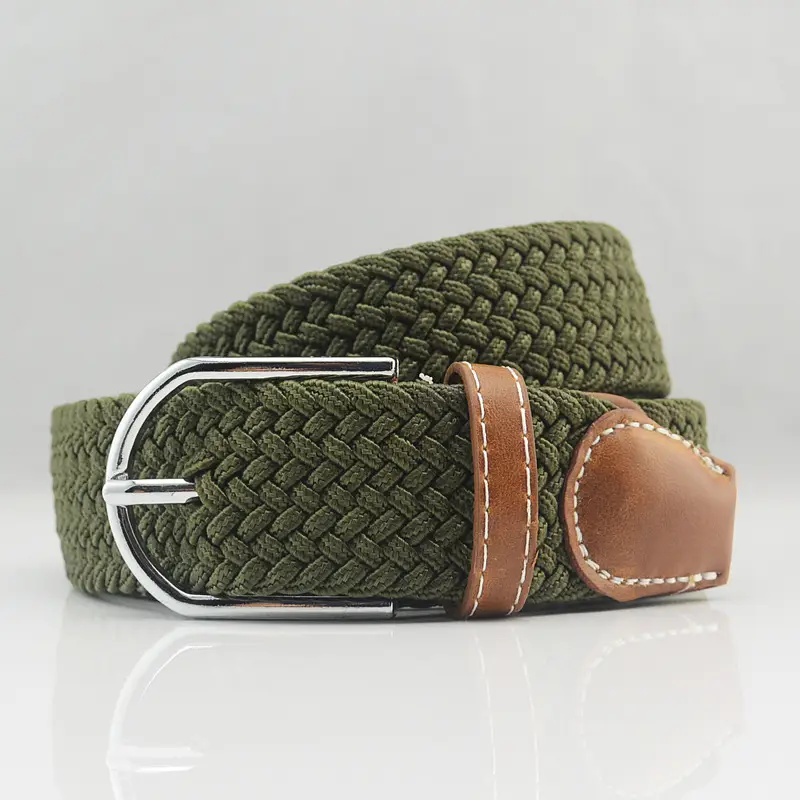 Men's Gray Woven Canvas Belt with Pin Buckle