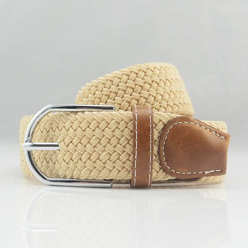 Men's Gray Woven Canvas Belt with Pin Buckle
