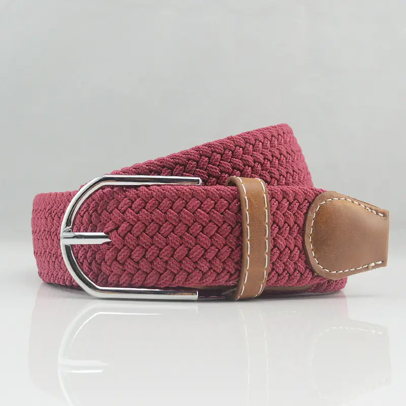 Men's Gray Woven Canvas Belt with Pin Buckle