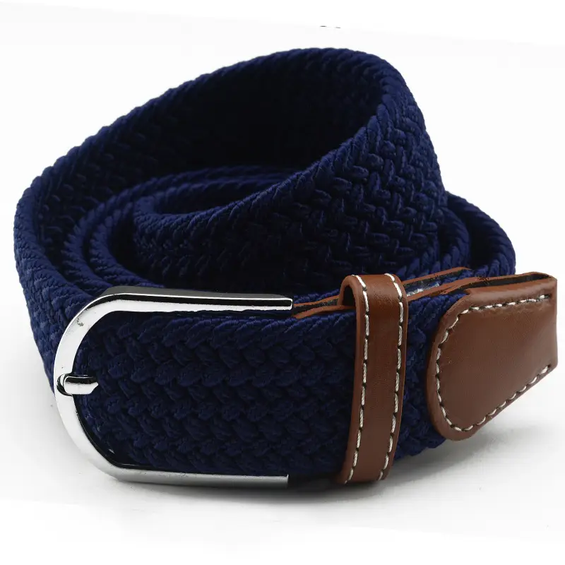 Men's Gray Woven Canvas Belt with Pin Buckle