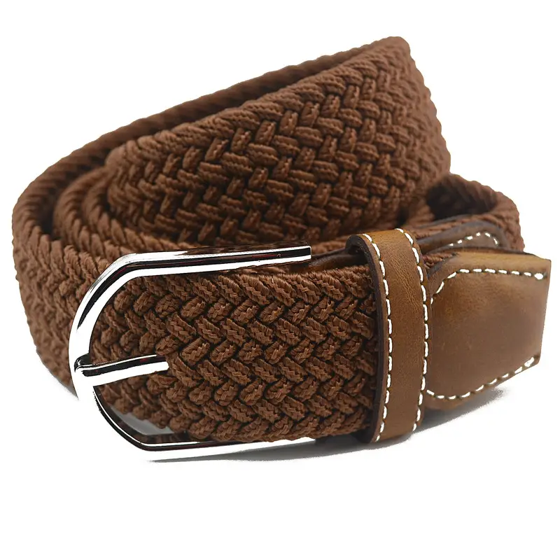 Men's Gray Woven Canvas Belt with Pin Buckle