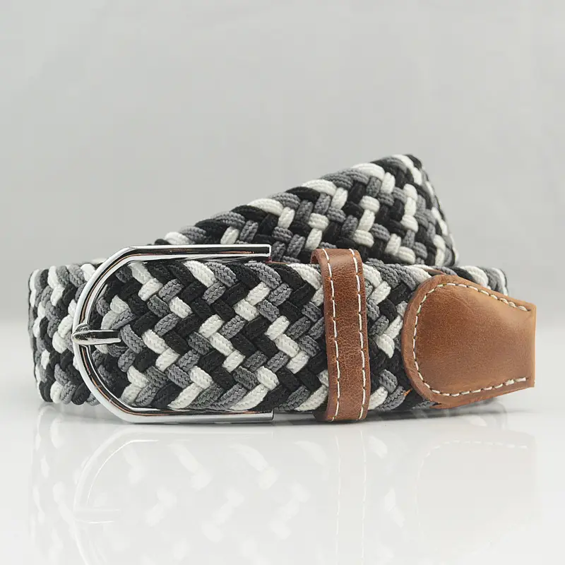 Men's Gray Woven Canvas Belt with Pin Buckle