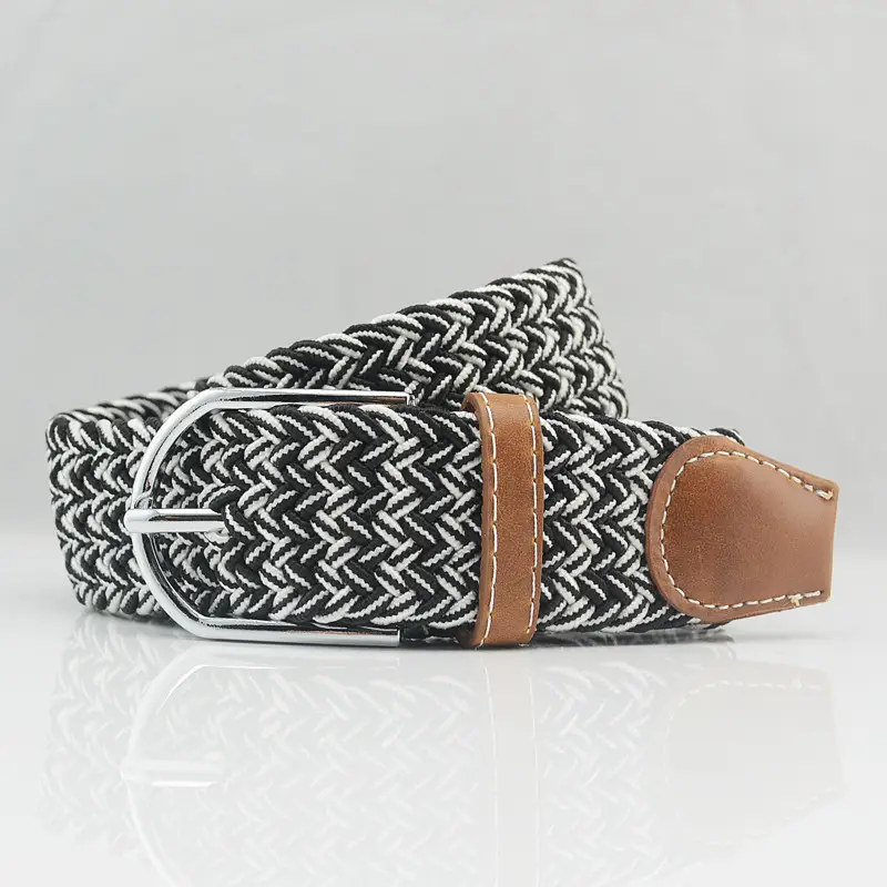Men's Gray Woven Canvas Belt with Pin Buckle